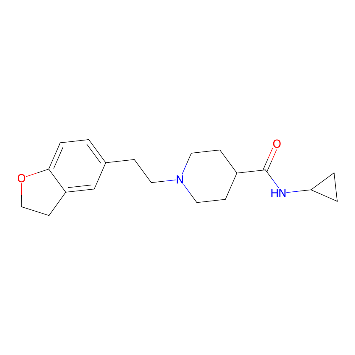 N-cyclopropyl-1-[2-(2,3-dihydro-1-benzofuran-5-yl)ethyl]piperidine-4-carboxamide molecular structure, CAS 2742038-78-2