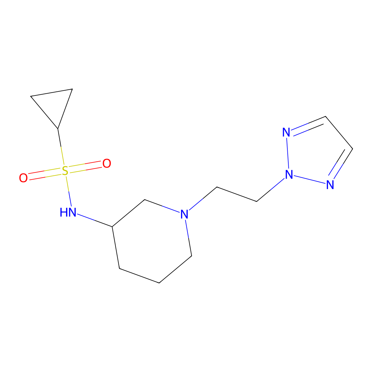 N-{1-[2-(2H-1,2,3-triazol-2-yl)ethyl]piperidin-3-yl}cyclopropanesulfonamide molecular structure, CAS 2742038-84-0