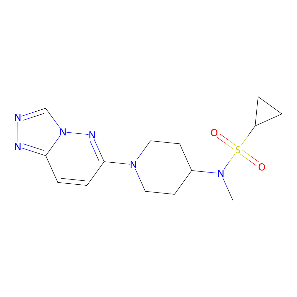 N-methyl-N-(1-{[1,2,4]triazolo[4,3-b]pyridazin-6-yl}piperidin-4-yl)cyclopropanesulfonamide molecular structure, CAS 2742038-86-2