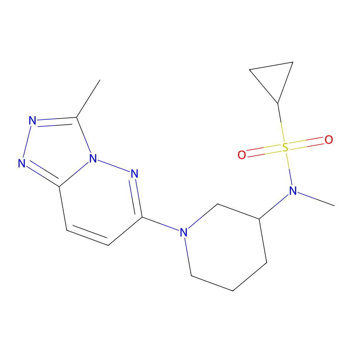 N-methyl-N-(1-{3-methyl-[1,2,4]triazolo[4,3-b]pyridazin-6-yl}piperidin-3-yl)cyclopropanesulfonamide molecular structure, CAS 2742038-89-5