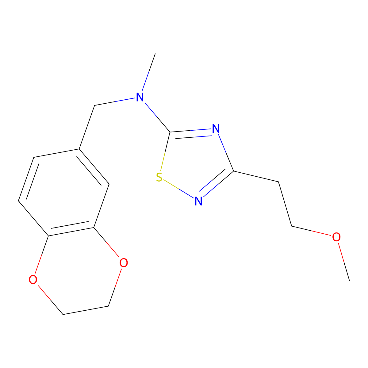 N-[(2,3-dihydro-1,4-benzodioxin-6-yl)methyl]-3-(2-methoxyethyl)-N-methyl-1,2,4-thiadiazol-5-amine molecular structure, CAS 2742038-91-9