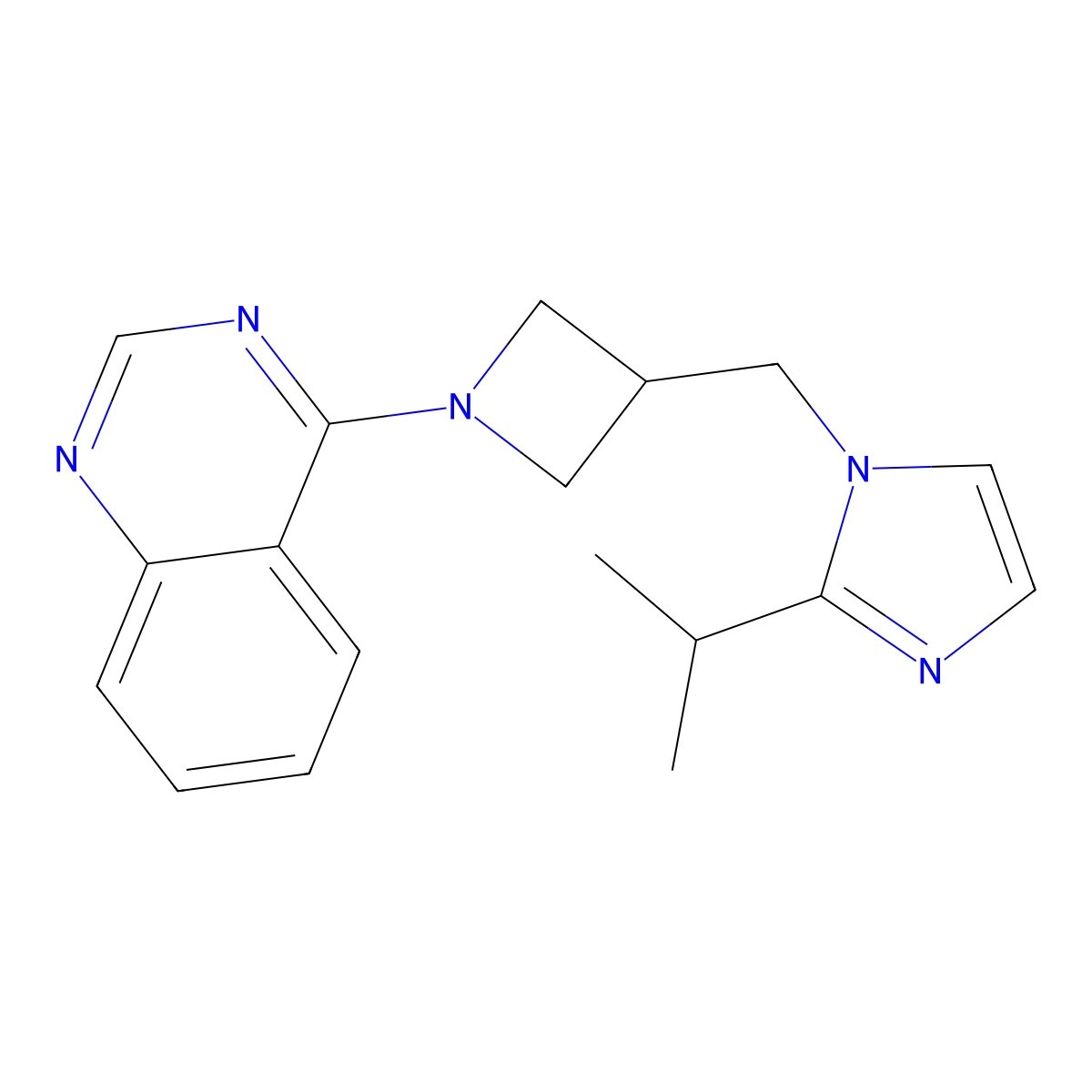4-(3-{[2-(propan-2-yl)-1H-imidazol-1-yl]methyl}azetidin-1-yl)quinazoline molecular structure, CAS 2742038-93-1