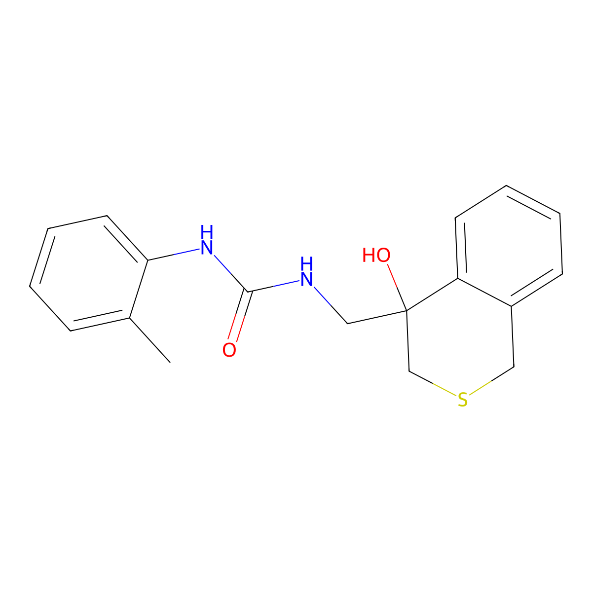 3-[(4-hydroxy-3,4-dihydro-1H-2-benzothiopyran-4-yl)methyl]-1-(2-methylphenyl)urea molecular structure, CAS 2742038-96-4