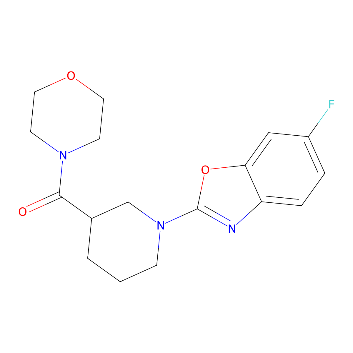 6-Fluoro-2-[3-(morpholine-4-carbonyl)piperidin-1-yl]-1,3-benzoxazole molecular structure, CAS 2742039-00-3
