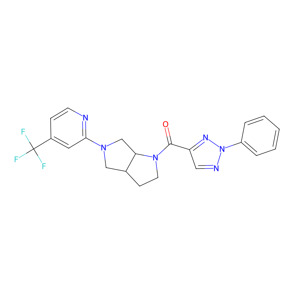 2-[1-(2-phenyl-2H-1,2,3-triazole-4-carbonyl)-octahydropyrrolo[3,4-b]pyrrol-5-yl]-4-(trifluoromethyl)pyridine molecular structure, CAS 2742039-04-7
