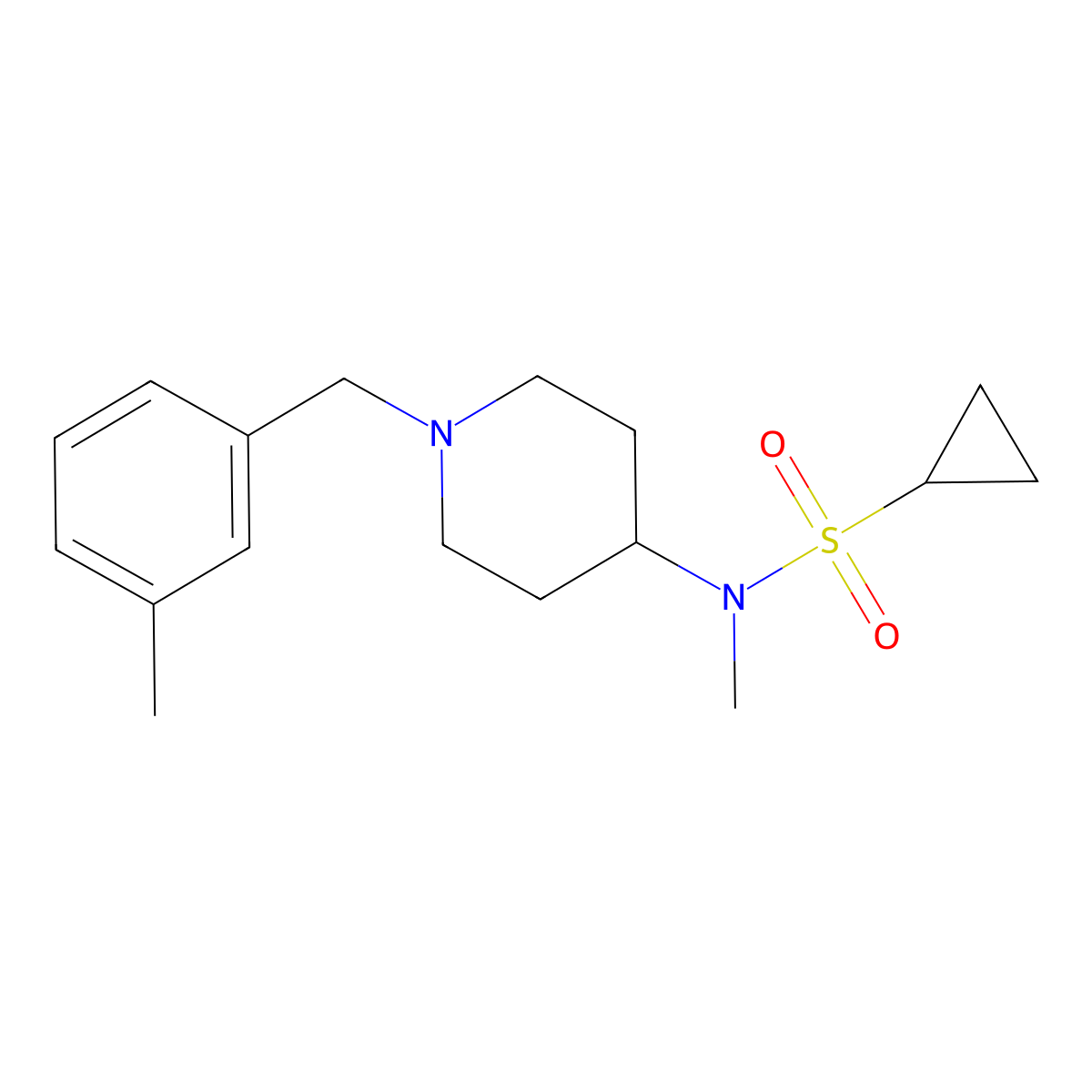N-methyl-N-[1-[(3-methylphenyl)methyl]piperidin-4-yl]cyclopropanesulfonamide molecular structure, CAS 2742039-05-8