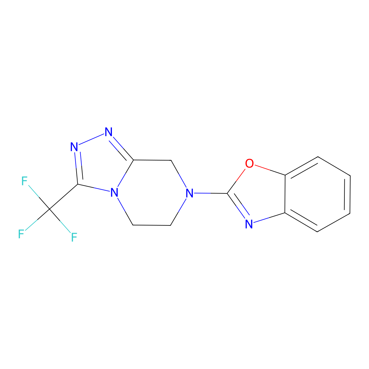 2-[3-(trifluoromethyl)-5H,6H,7H,8H-[1,2,4]triazolo[4,3-a]pyrazin-7-yl]-1,3-benzoxazole molecular structure, CAS 2742039-06-9
