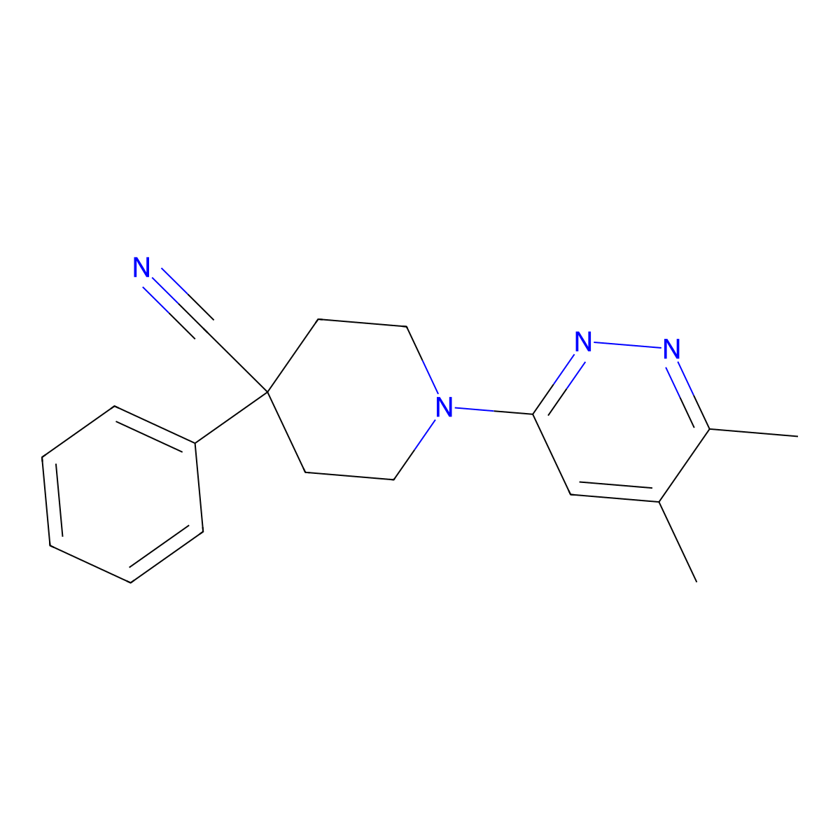 1-(5,6-Dimethylpyridazin-3-yl)-4-phenylpiperidine-4-carbonitrile molecular structure, CAS 2742039-13-8