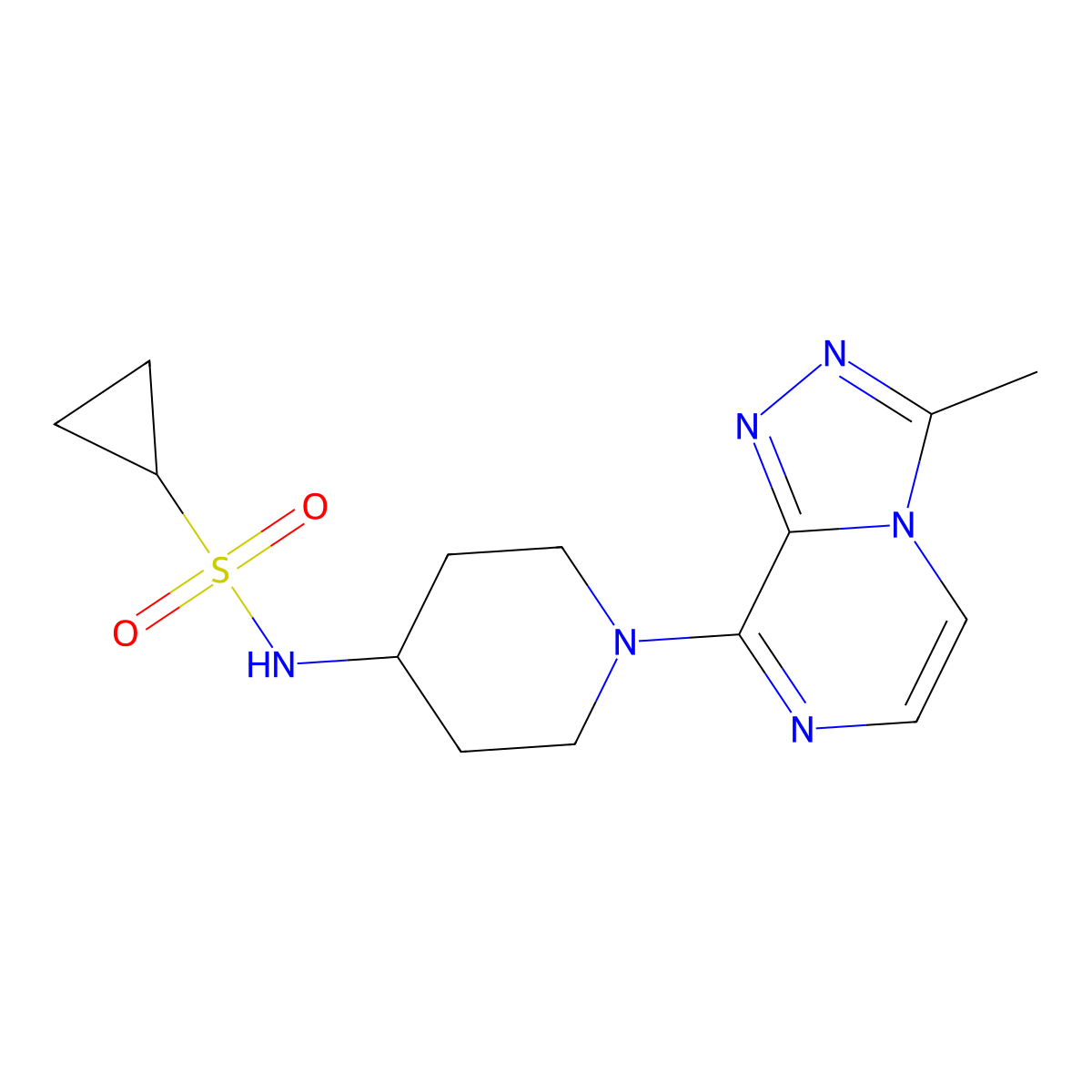 N-(1-{3-methyl-[1,2,4]triazolo[4,3-a]pyrazin-8-yl}piperidin-4-yl)cyclopropanesulfonamide molecular structure, CAS 2742039-16-1