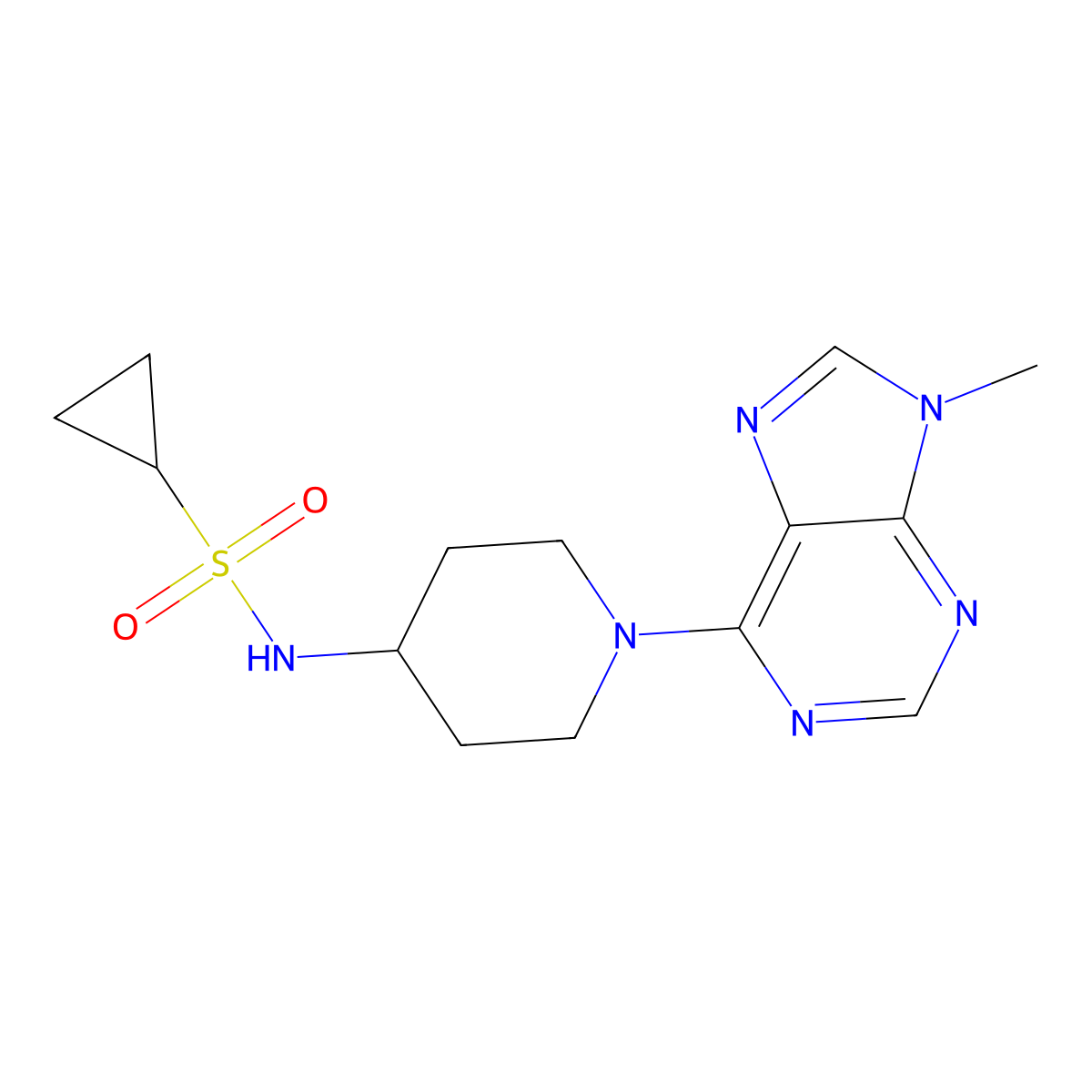 N-[1-(9-methyl-9H-purin-6-yl)piperidin-4-yl]cyclopropanesulfonamide molecular structure, CAS 2742039-17-2