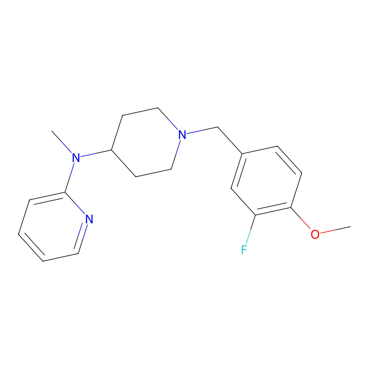 N-{1-[(3-fluoro-4-methoxyphenyl)methyl]piperidin-4-yl}-N-methylpyridin-2-amine molecular structure, CAS 2742039-22-9