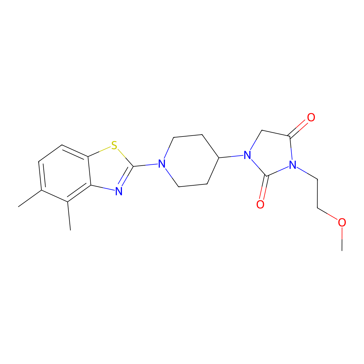 1-[1-(4,5-Dimethyl-1,3-benzothiazol-2-yl)piperidin-4-yl]-3-(2-methoxyethyl)imidazolidine-2,4-dione molecular structure, CAS 2742039-24-1