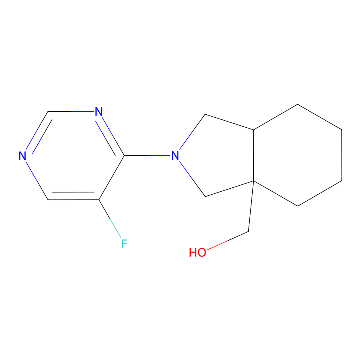 [2-(5-fluoropyrimidin-4-yl)-octahydro-1H-isoindol-3a-yl]methanol molecular structure, CAS 2742039-27-4