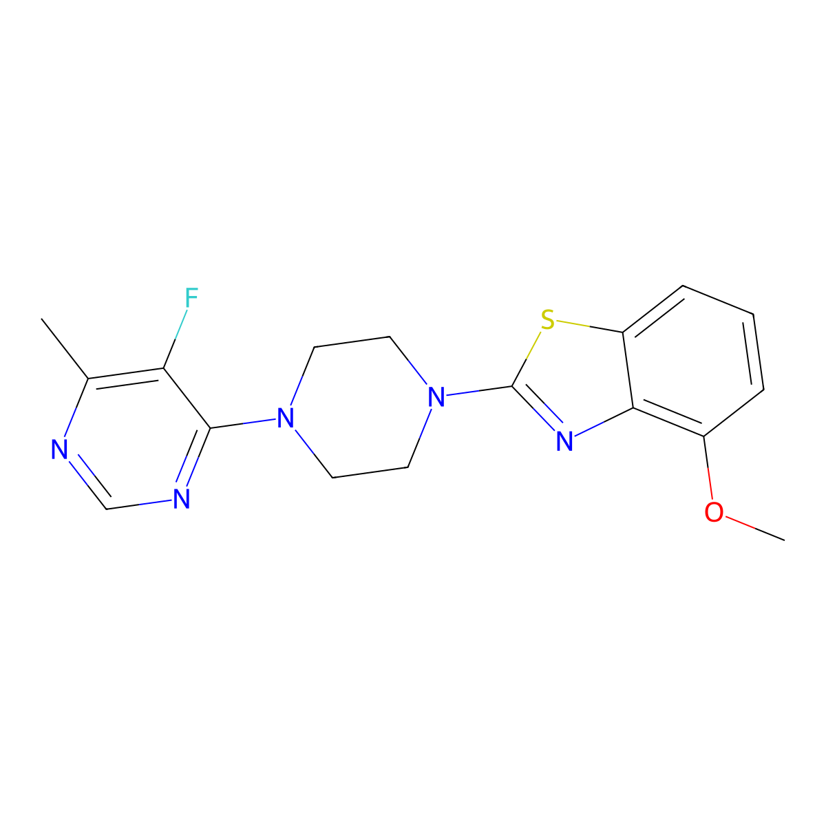 2-[4-(5-Fluoro-6-methylpyrimidin-4-yl)piperazin-1-yl]-4-methoxy-1,3-benzothiazole molecular structure, CAS 2742039-29-6