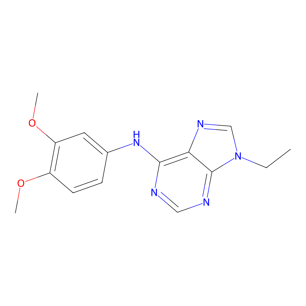 N-(3,4-dimethoxyphenyl)-9-ethyl-9H-purin-6-amine molecular structure, CAS 2742039-33-2