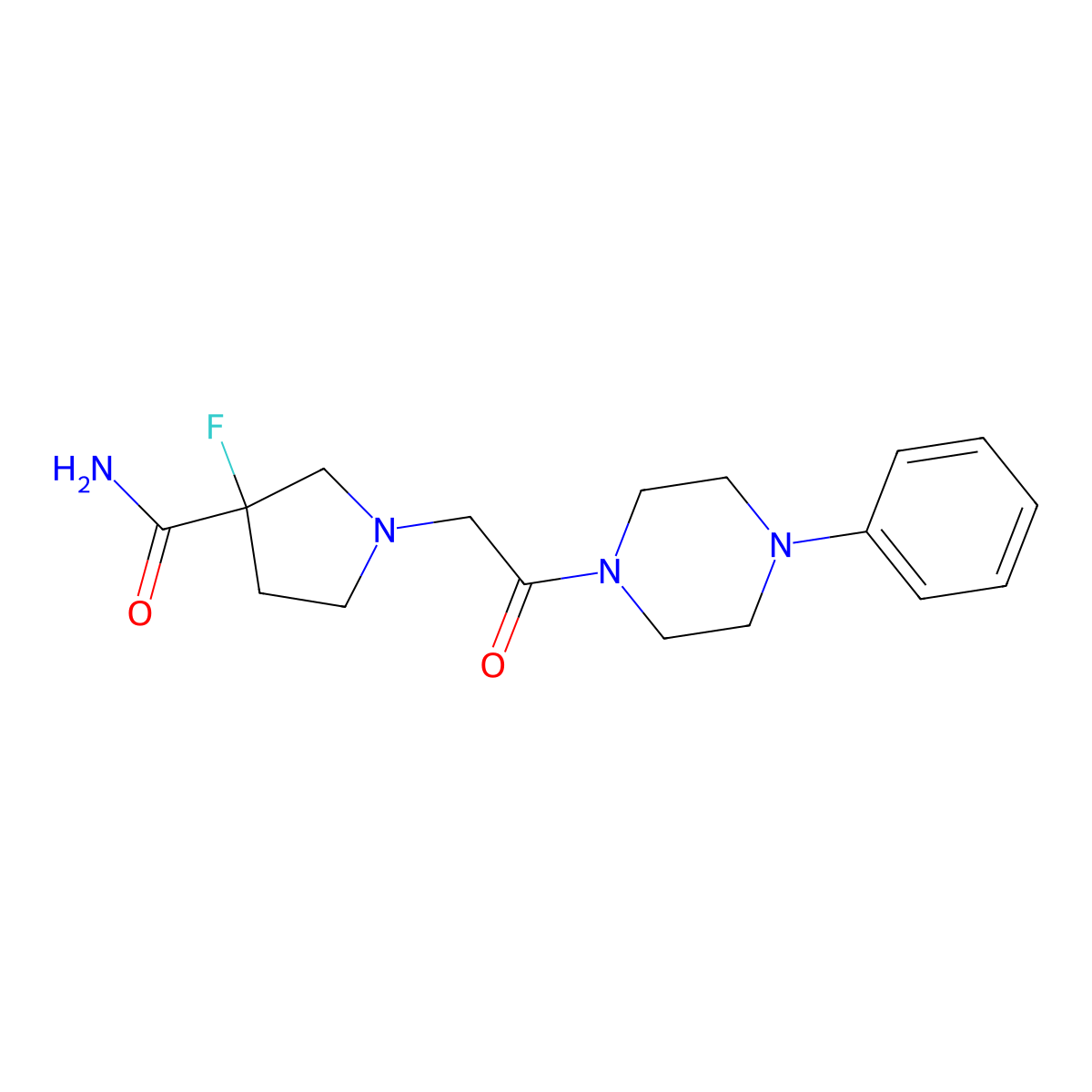 3-Fluoro-1-[2-oxo-2-(4-phenylpiperazin-1-yl)ethyl]pyrrolidine-3-carboxamide molecular structure, CAS 2742039-34-3