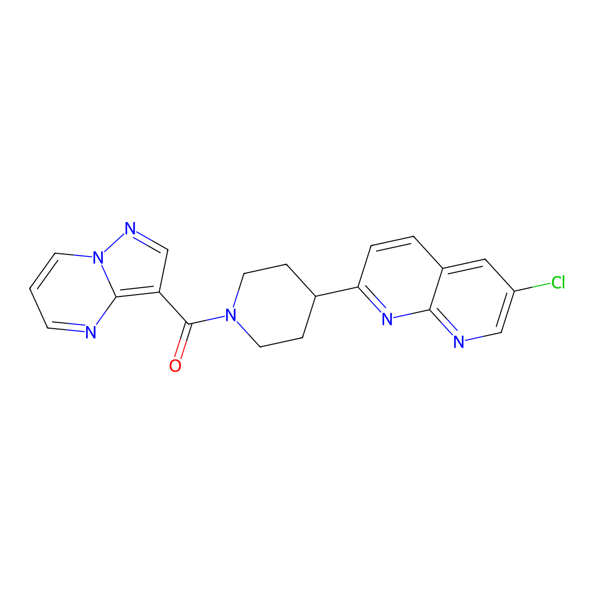 6-Chloro-2-(1-{pyrazolo[1,5-a]pyrimidine-3-carbonyl}piperidin-4-yl)-1,8-naphthyridine molecular structure, CAS 2742039-38-7