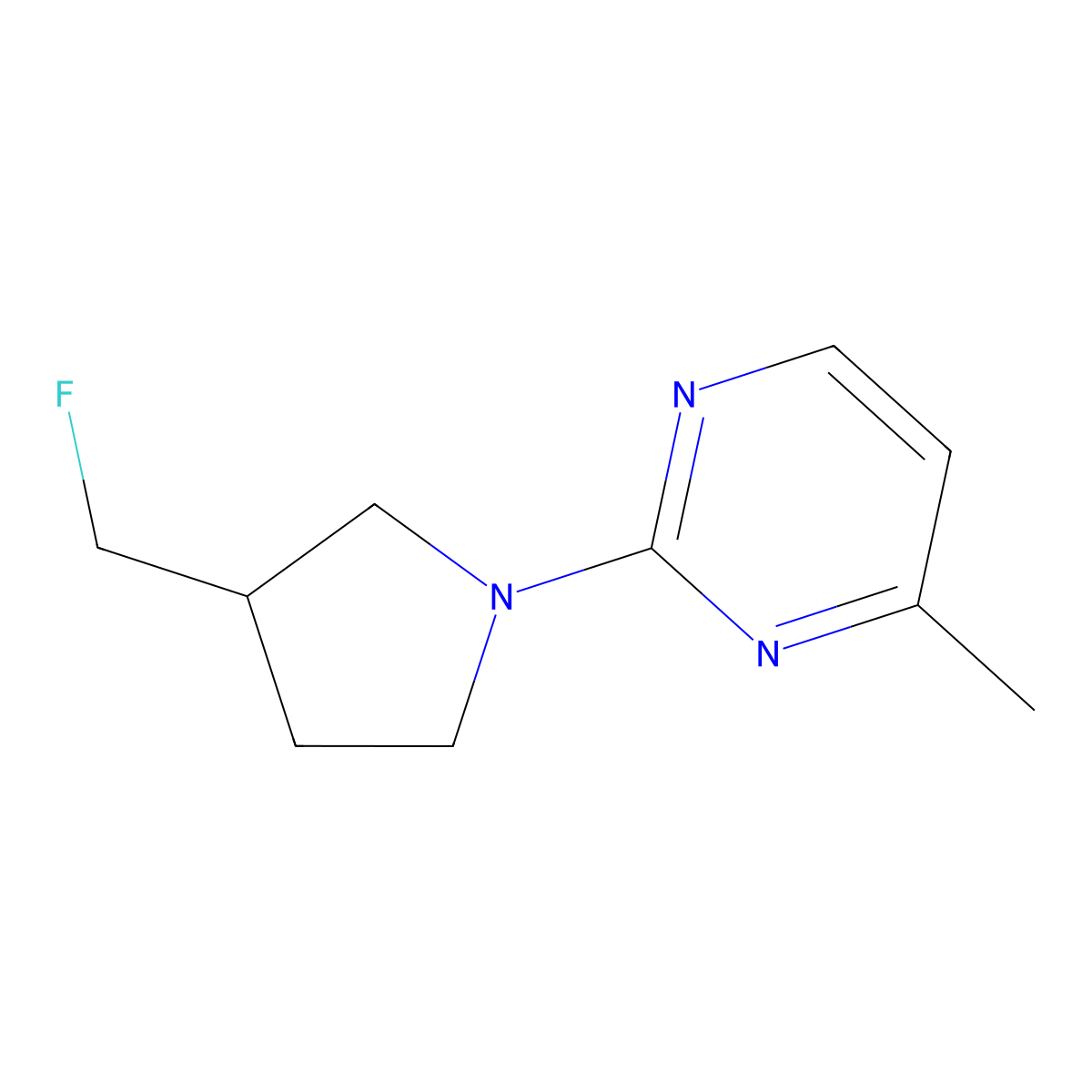 2-[3-(Fluoromethyl)pyrrolidin-1-yl]-4-methylpyrimidine molecular structure, CAS 2742039-39-8