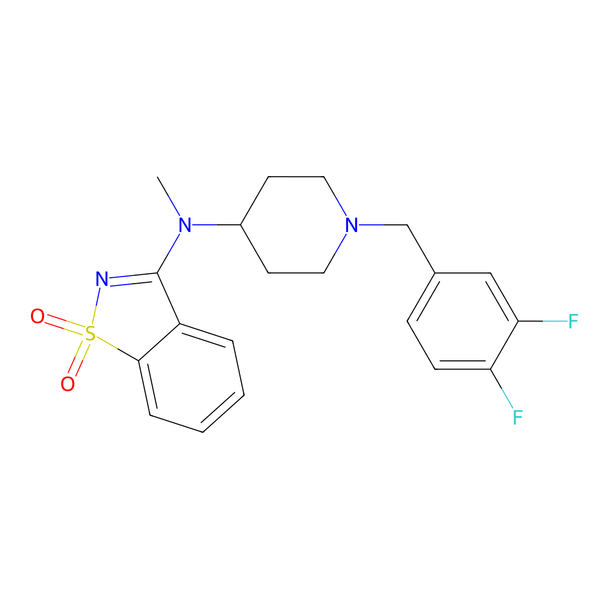 3-({1-[(3,4-Difluorophenyl)methyl]piperidin-4-yl}(methyl)amino)-1,2-benzothiazole-1,1-dione molecular structure, CAS 2742039-41-2