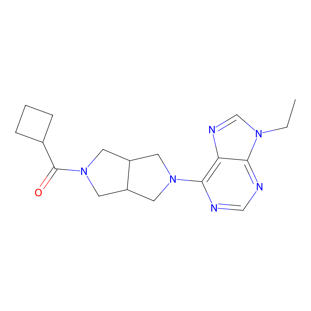 6-{5-cyclobutanecarbonyl-octahydropyrrolo[3,4-c]pyrrol-2-yl}-9-ethyl-9H-purine molecular structure, CAS 2742039-43-4