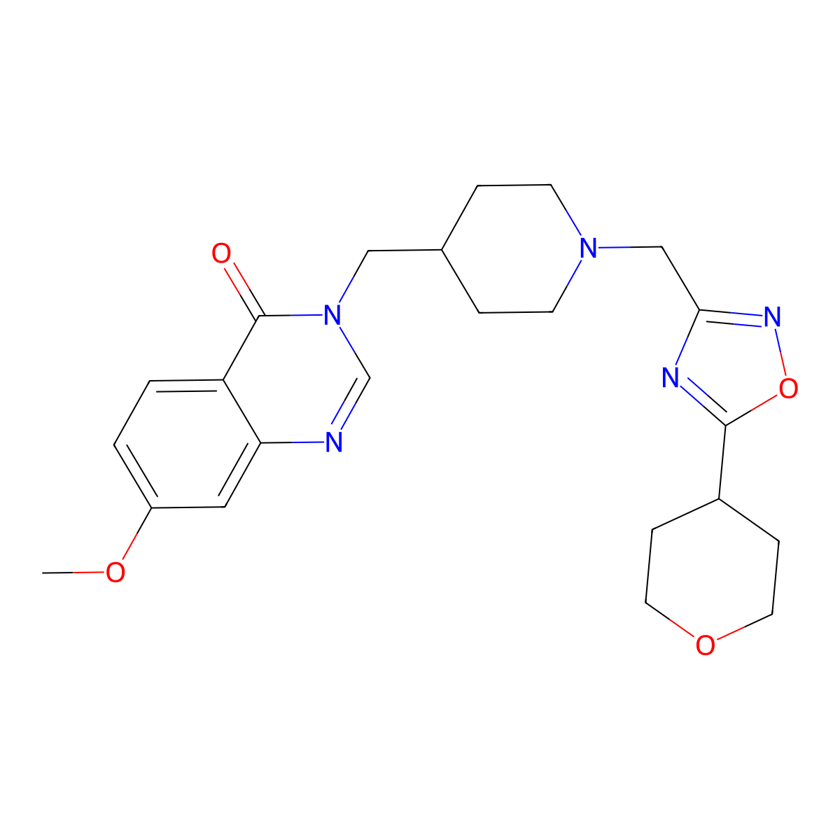 7-Methoxy-3-[(1-{[5-(oxan-4-yl)-1,2,4-oxadiazol-3-yl]methyl}piperidin-4-yl)methyl]-3,4-dihydroquinazolin-4-one molecular structure, CAS 2742039-45-6