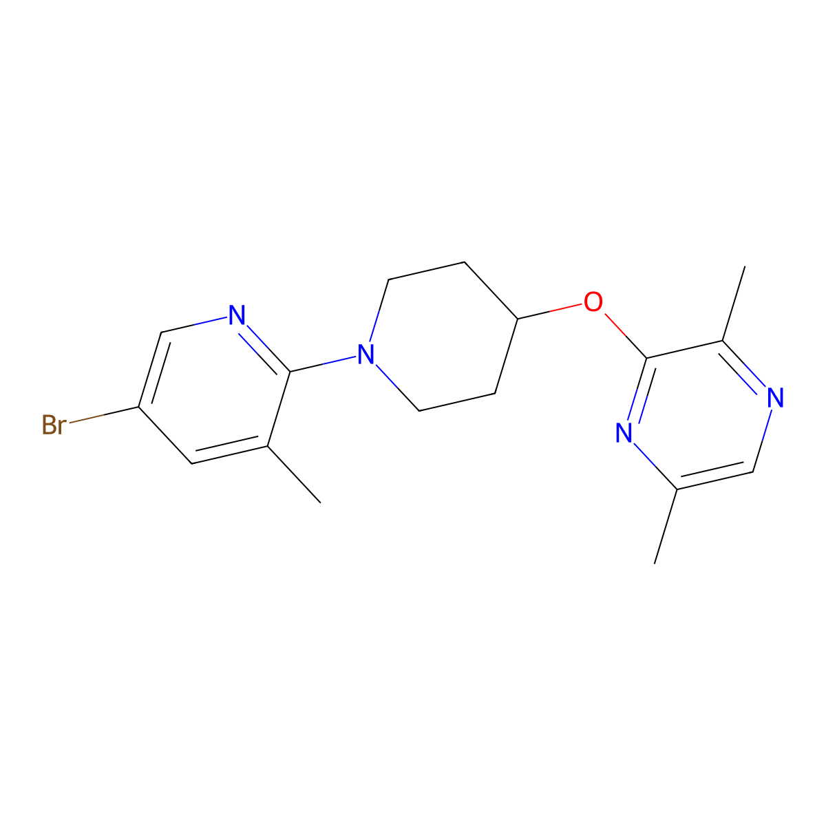 3-{[1-(5-Bromo-3-methylpyridin-2-yl)piperidin-4-yl]oxy}-2,5-dimethylpyrazine molecular structure, CAS 2742039-56-9