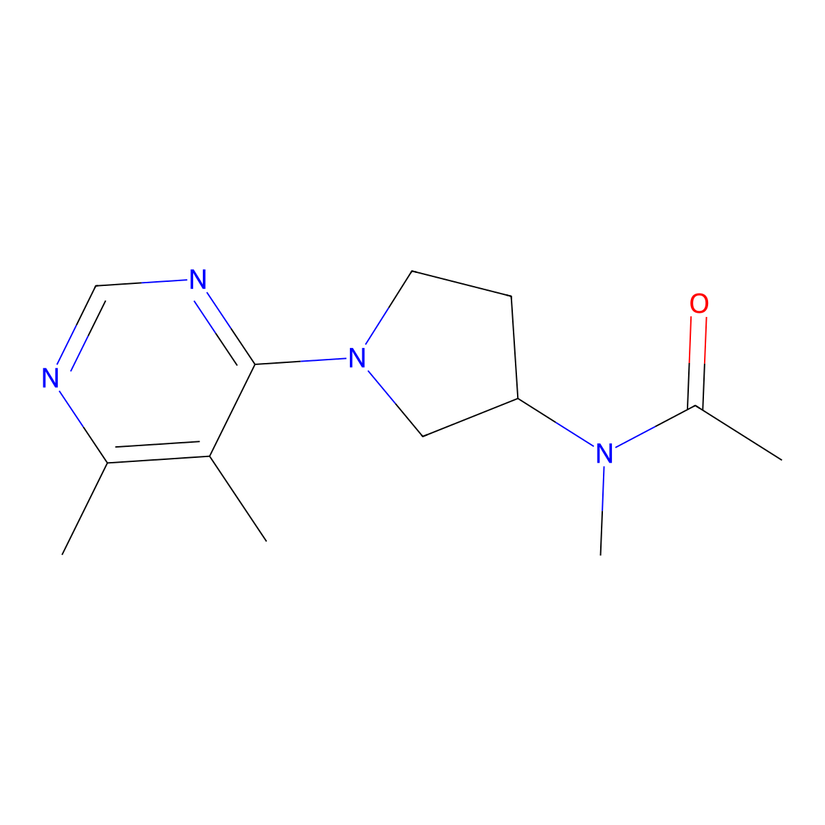 N-[1-(5,6-dimethylpyrimidin-4-yl)pyrrolidin-3-yl]-N-methylacetamide molecular structure, CAS 2742039-67-2