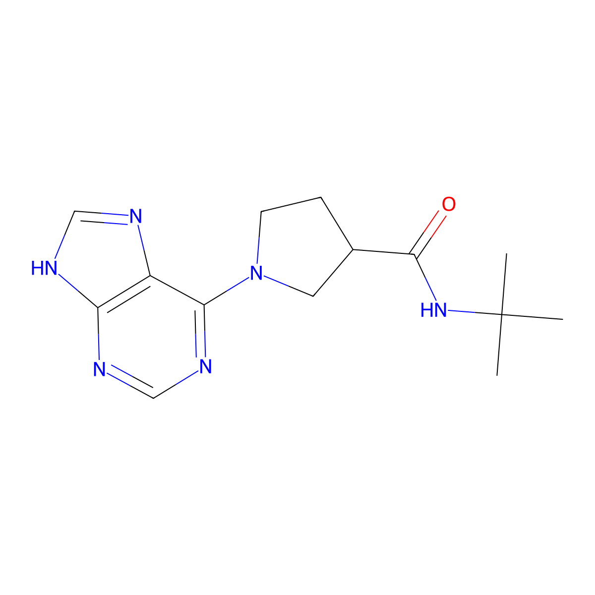 N-tert-butyl-1-(9H-purin-6-yl)pyrrolidine-3-carboxamide molecular structure, CAS 2742039-71-8