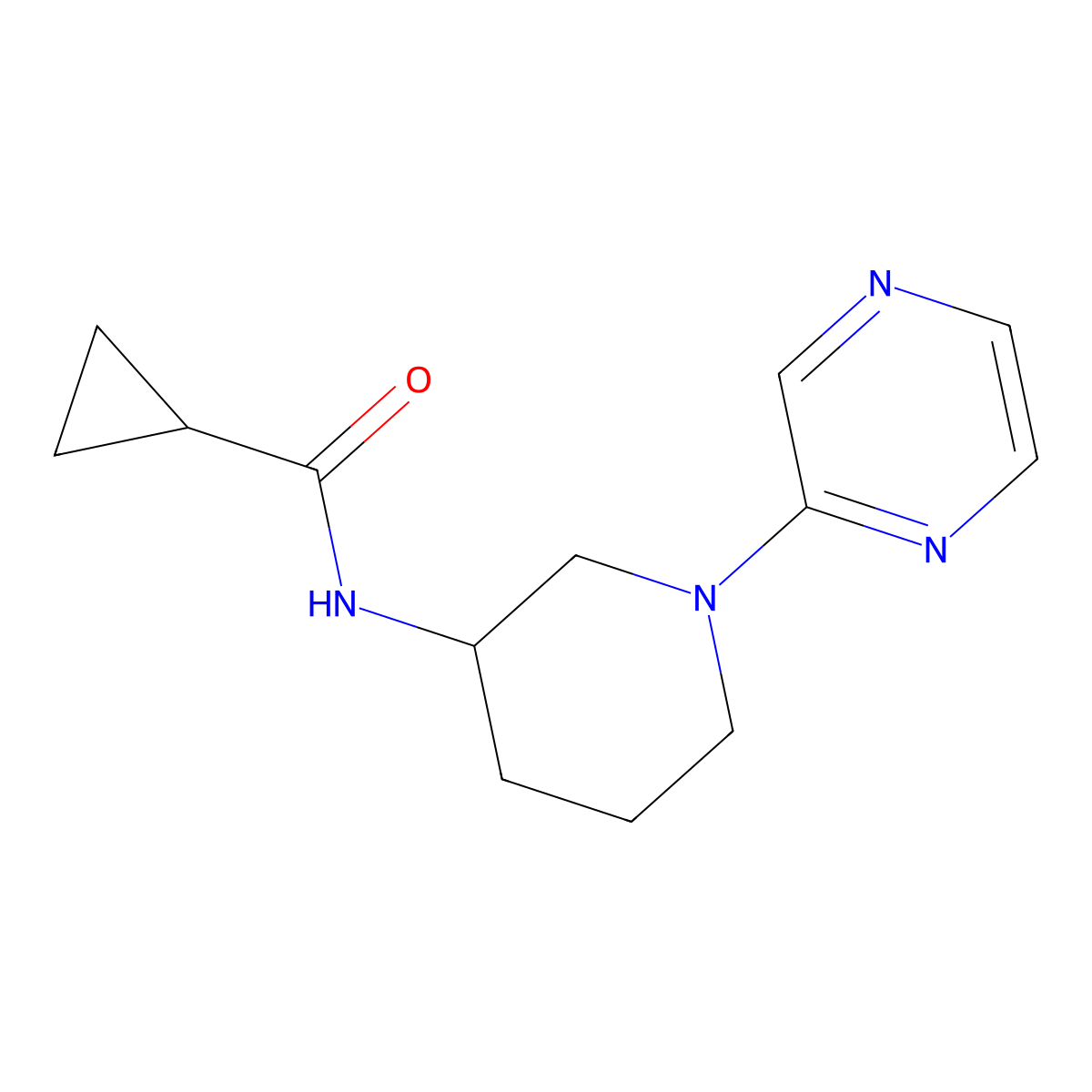 N-[1-(pyrazin-2-yl)piperidin-3-yl]cyclopropanecarboxamide molecular structure, CAS 2742039-78-5