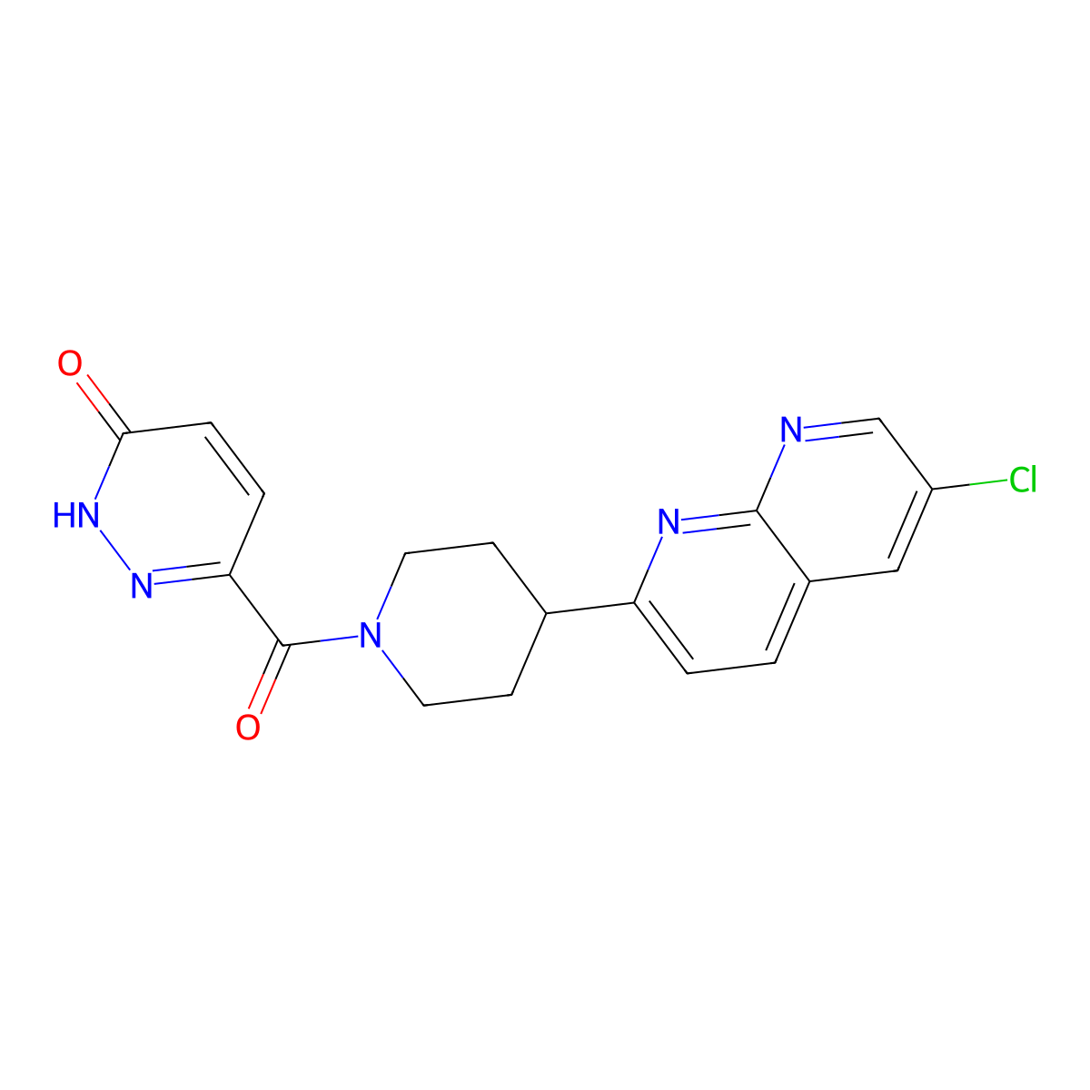 6-[4-(6-Chloro-1,8-naphthyridin-2-yl)piperidine-1-carbonyl]-2,3-dihydropyridazin-3-one molecular structure, CAS 2742039-79-6