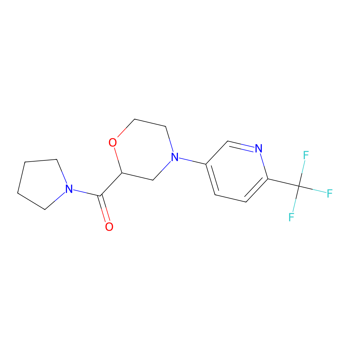2-(Pyrrolidine-1-carbonyl)-4-[6-(trifluoromethyl)pyridin-3-yl]morpholine molecular structure, CAS 2742039-84-3
