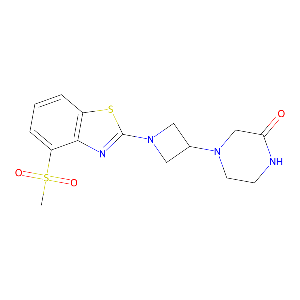 4-[1-(4-Methanesulfonyl-1,3-benzothiazol-2-yl)azetidin-3-yl]piperazin-2-one molecular structure, CAS 2742039-85-4