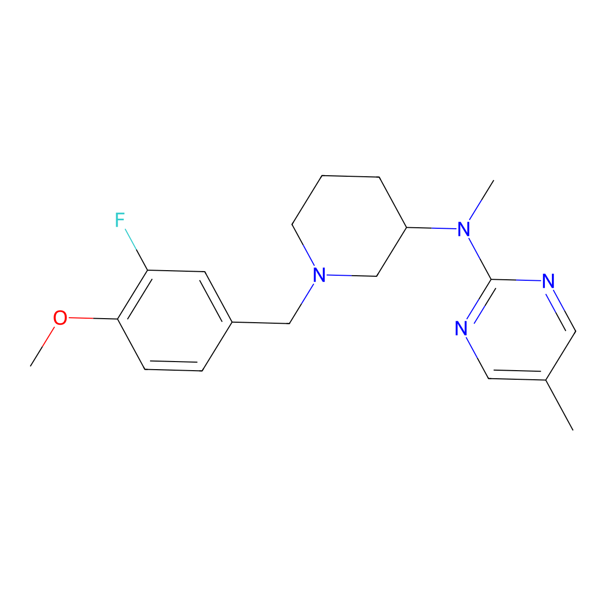 N-{1-[(3-fluoro-4-methoxyphenyl)methyl]piperidin-3-yl}-N,5-dimethylpyrimidin-2-amine molecular structure, CAS 2742039-87-6