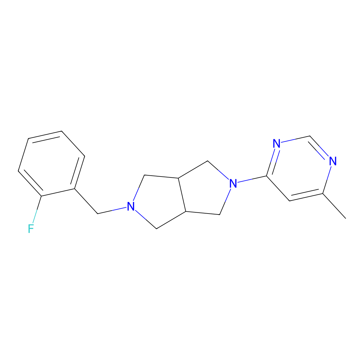4-{5-[(2-Fluorophenyl)methyl]-octahydropyrrolo[3,4-c]pyrrol-2-yl}-6-methylpyrimidine molecular structure, CAS 2742039-95-6