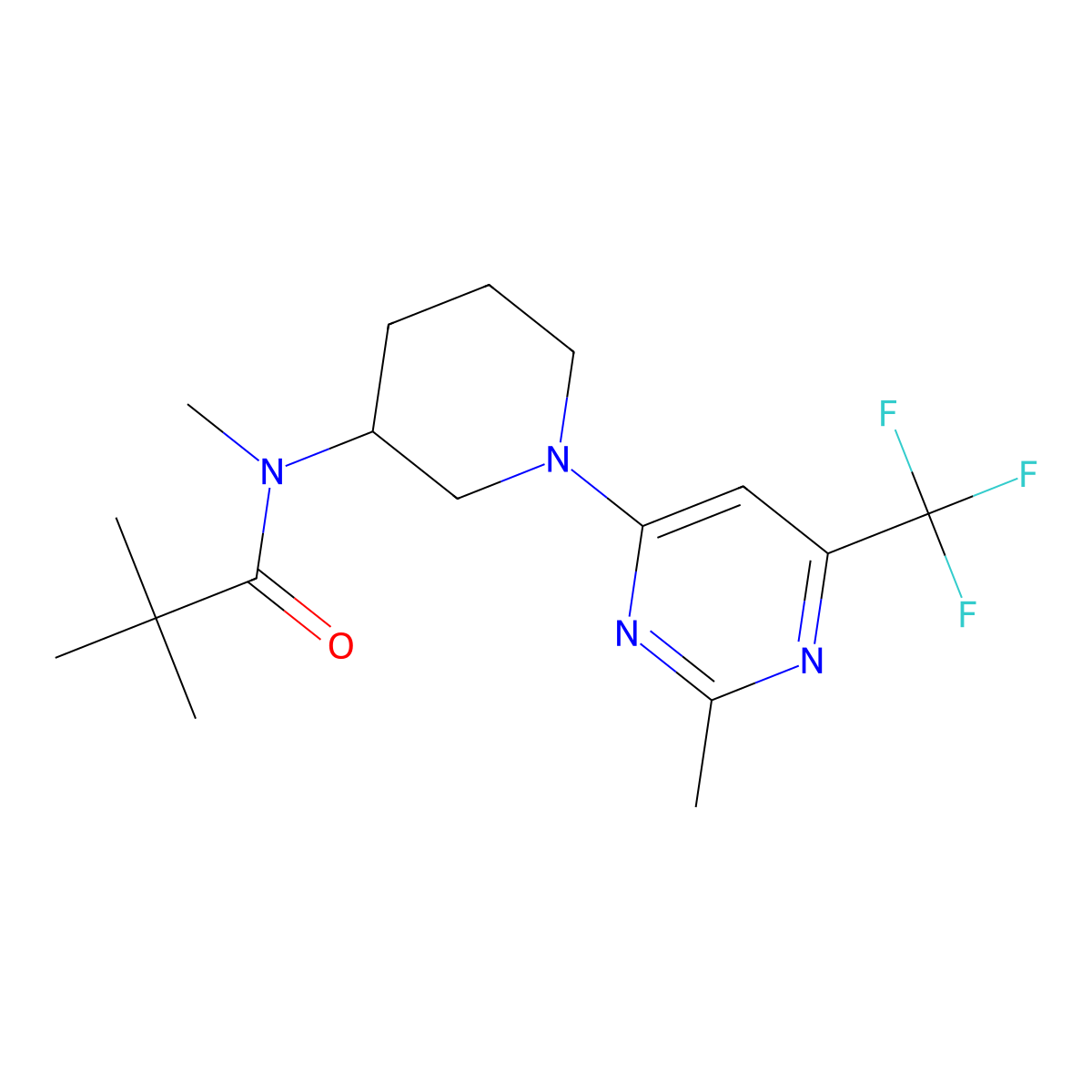 N,2,2-trimethyl-N-{1-[2-methyl-6-(trifluoromethyl)pyrimidin-4-yl]piperidin-3-yl}propanamide molecular structure, CAS 2742039-97-8