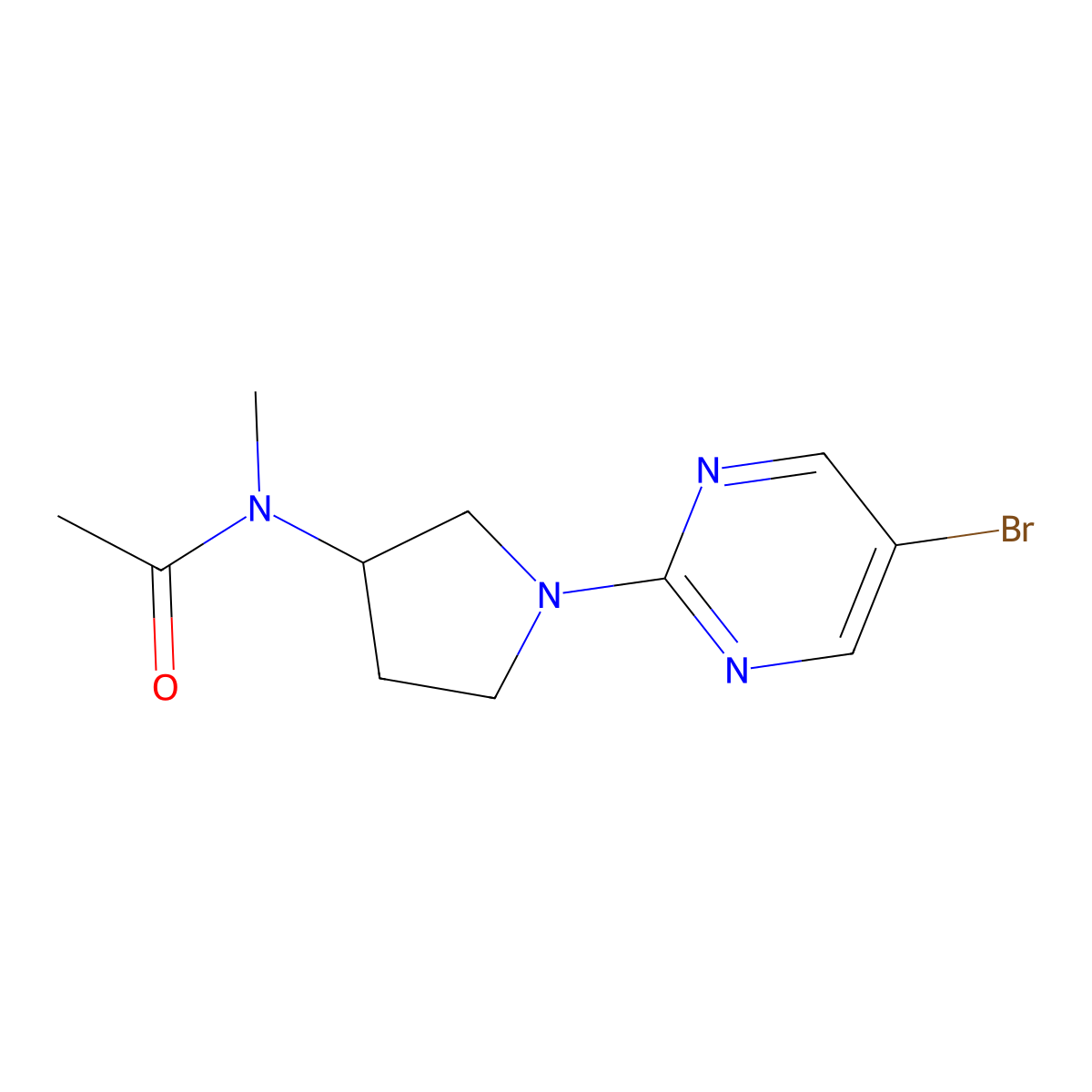 N-[1-(5-bromopyrimidin-2-yl)pyrrolidin-3-yl]-N-methylacetamide molecular structure, CAS 2742039-99-0