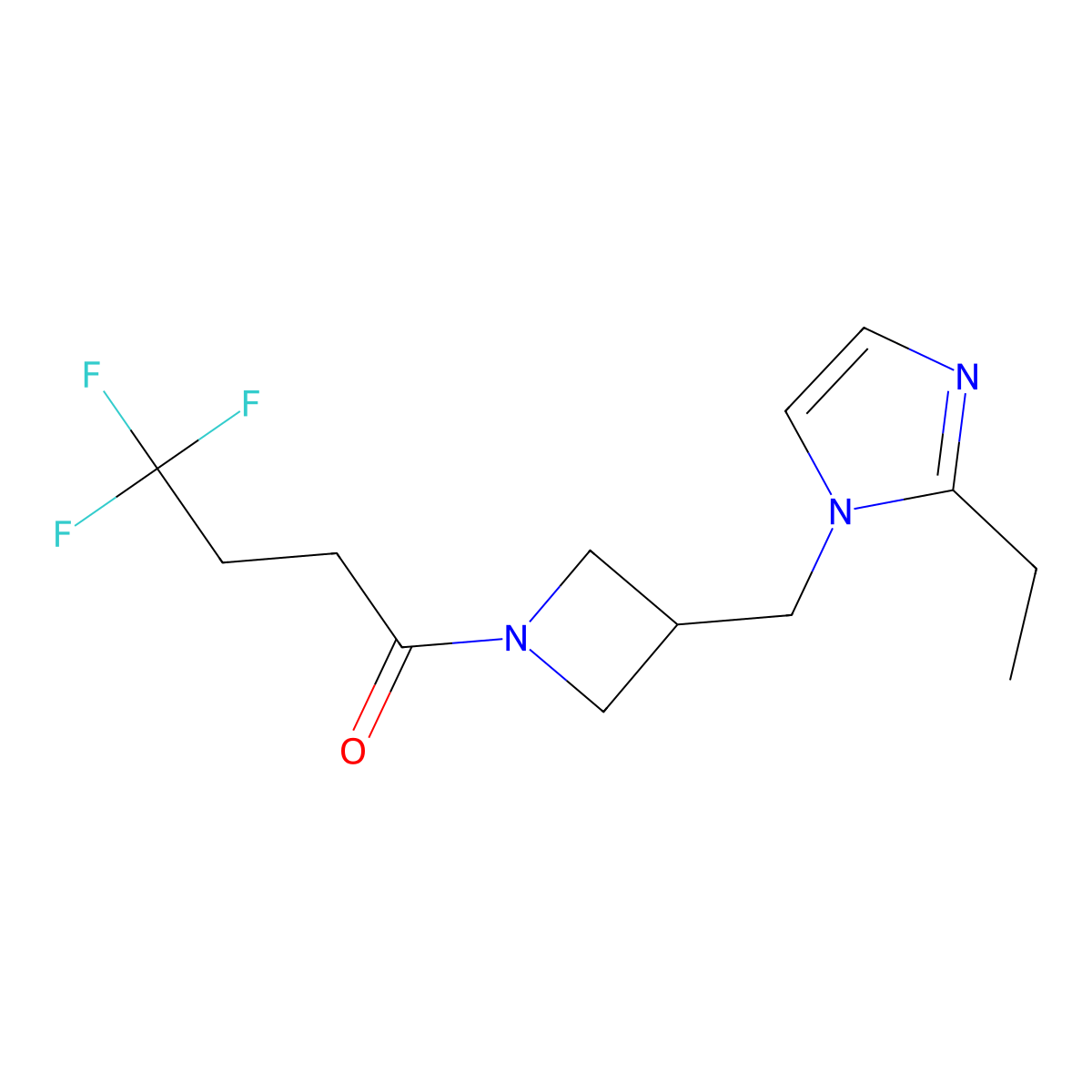 1-{3-[(2-ethyl-1H-imidazol-1-yl)methyl]azetidin-1-yl}-4,4,4-trifluorobutan-1-one molecular structure, CAS 2742040-13-5