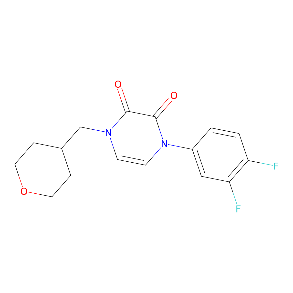 1-(3,4-Difluorophenyl)-4-[(oxan-4-yl)methyl]-1,2,3,4-tetrahydropyrazine-2,3-dione molecular structure, CAS 2742040-19-1