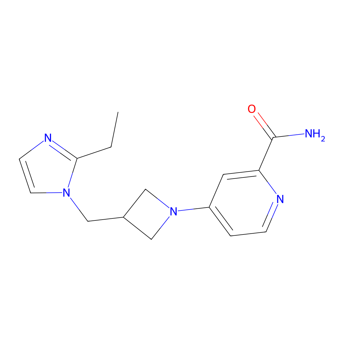 4-{3-[(2-ethyl-1H-imidazol-1-yl)methyl]azetidin-1-yl}pyridine-2-carboxamide molecular structure, CAS 2742040-22-6