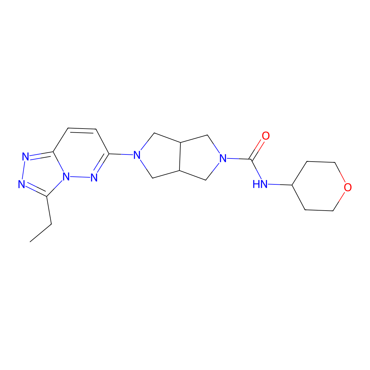 5-{3-ethyl-[1,2,4]triazolo[4,3-b]pyridazin-6-yl}-N-(oxan-4-yl)-octahydropyrrolo[3,4-c]pyrrole-2-carboxamide molecular structure, CAS 2742040-30-6
