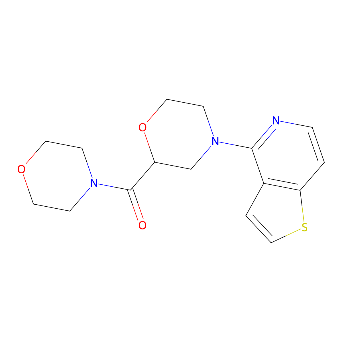 2-(Morpholine-4-carbonyl)-4-{thieno[3,2-c]pyridin-4-yl}morpholine molecular structure, CAS 2742040-33-9