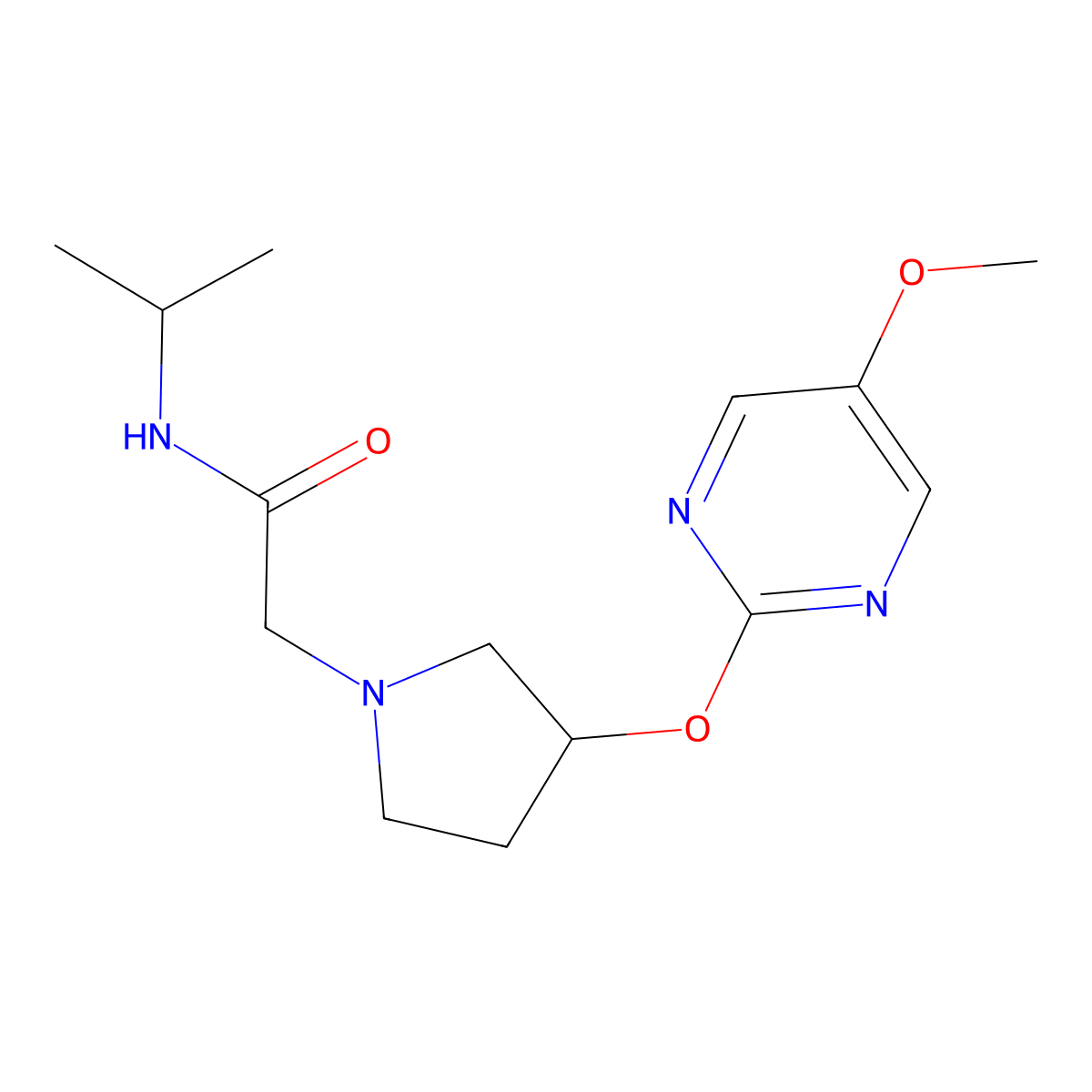 2-{3-[(5-methoxypyrimidin-2-yl)oxy]pyrrolidin-1-yl}-N-(propan-2-yl)acetamide molecular structure, CAS 2742040-56-6