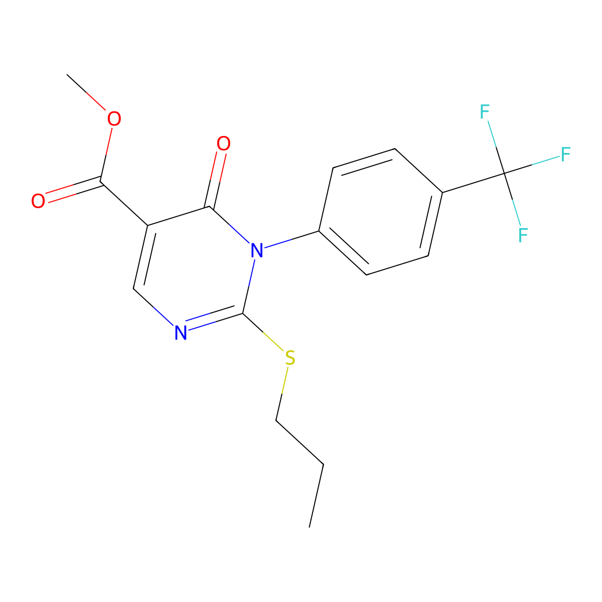 Methyl 6-oxo-2-(propylsulfanyl)-1-[4-(trifluoromethyl)phenyl]-1,6-dihydropyrimidine-5-carboxylate molecular structure, CAS 2742040-57-7