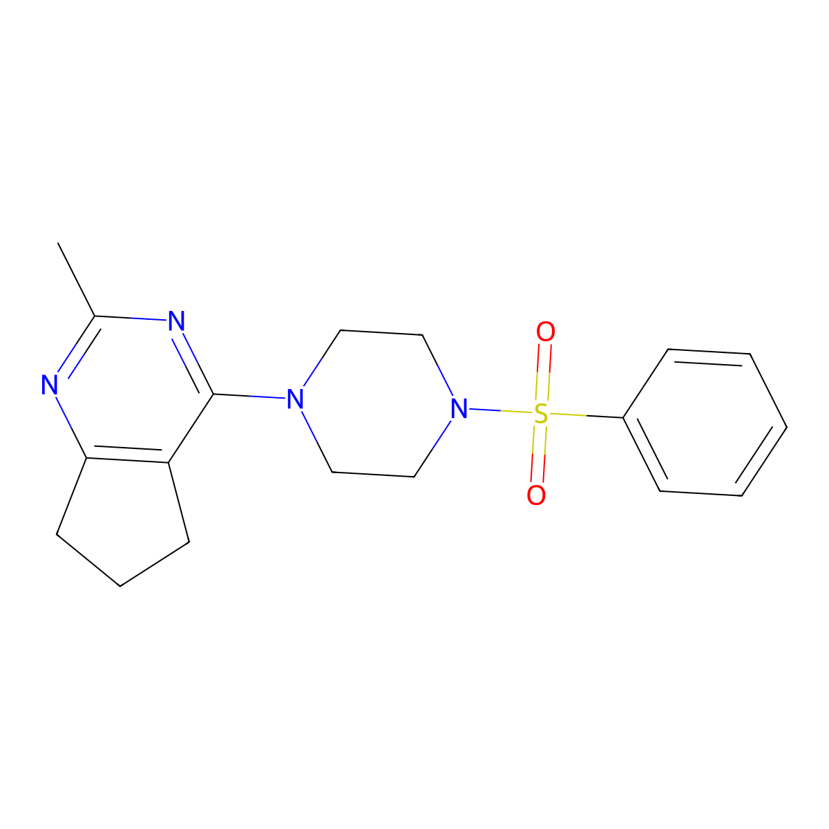 1-(benzenesulfonyl)-4-{2-methyl-5H,6H,7H-cyclopenta[d]pyrimidin-4-yl}piperazine molecular structure, CAS 2742040-60-2