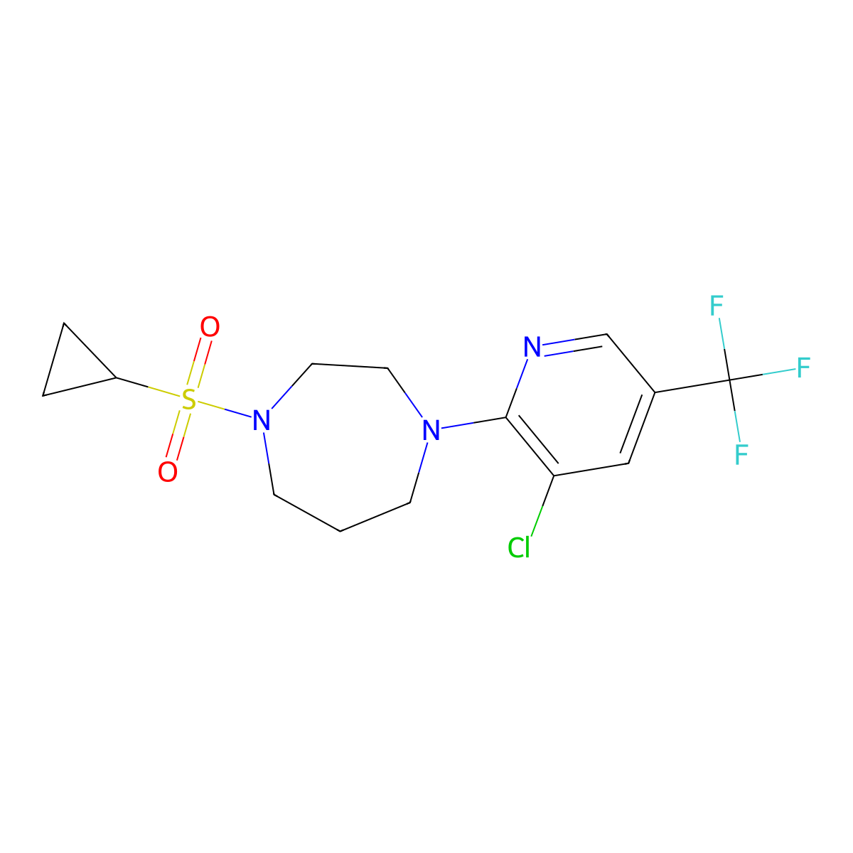 1-[3-Chloro-5-(trifluoromethyl)pyridin-2-yl]-4-(cyclopropanesulfonyl)-1,4-diazepane molecular structure, CAS 2742040-69-1