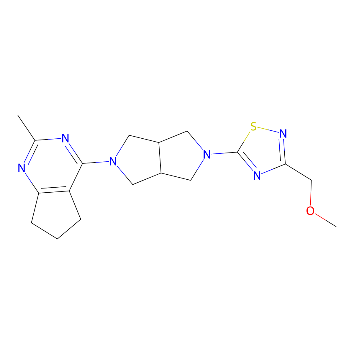 3-(methoxymethyl)-5-(5-{2-methyl-5H,6H,7H-cyclopenta[d]pyrimidin-4-yl}-octahydropyrrolo[3,4-c]pyrrol-2-yl)-1,2,4-thiadiazole molecular structure, CAS 2742040-72-6