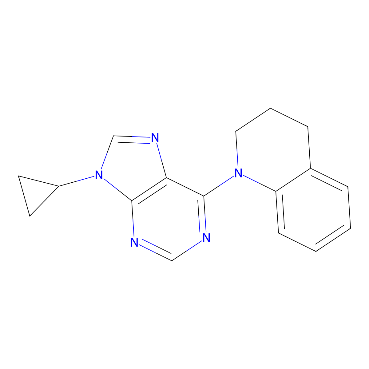 1-(9-cyclopropyl-9H-purin-6-yl)-1,2,3,4-tetrahydroquinoline molecular structure, CAS 2742040-76-0