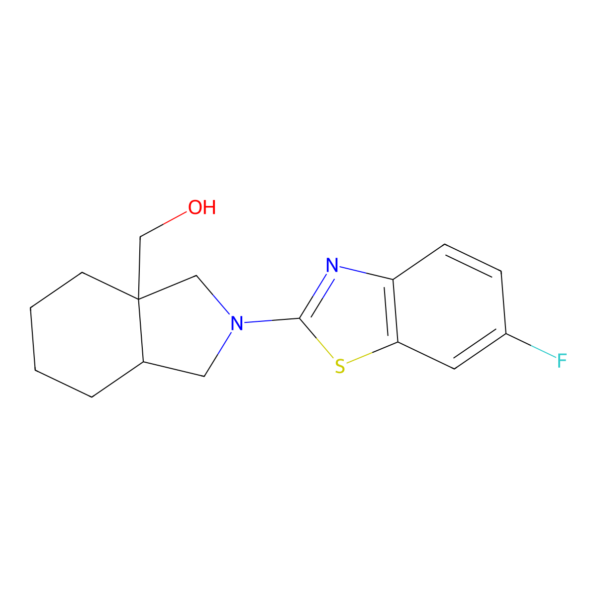 [2-(6-fluoro-1,3-benzothiazol-2-yl)-octahydro-1H-isoindol-3a-yl]methanol molecular structure, CAS 2742040-80-6