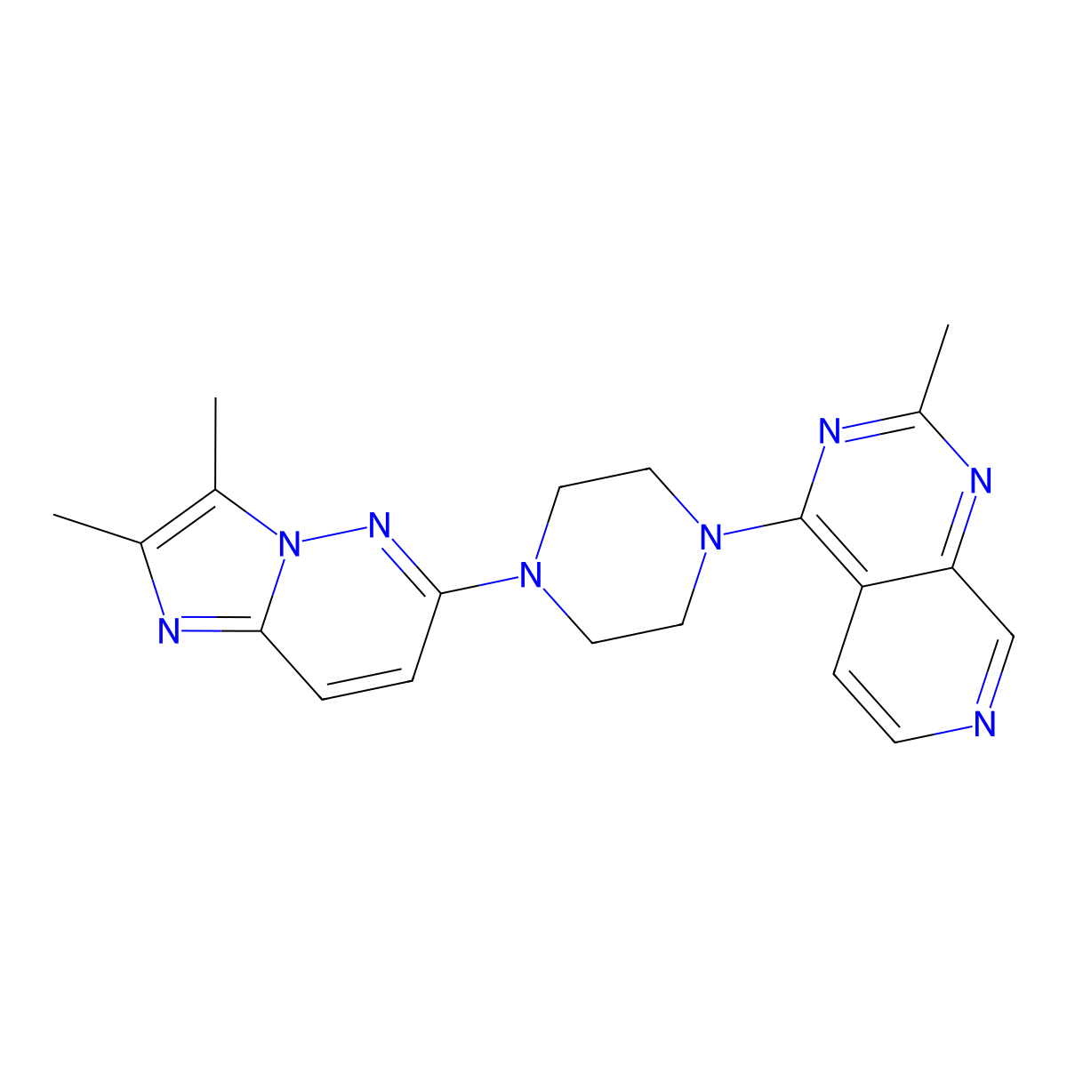 1-{2,3-Dimethylimidazo[1,2-b]pyridazin-6-yl}-4-{2-methylpyrido[3,4-d]pyrimidin-4-yl}piperazine molecular structure, CAS 2742040-83-9