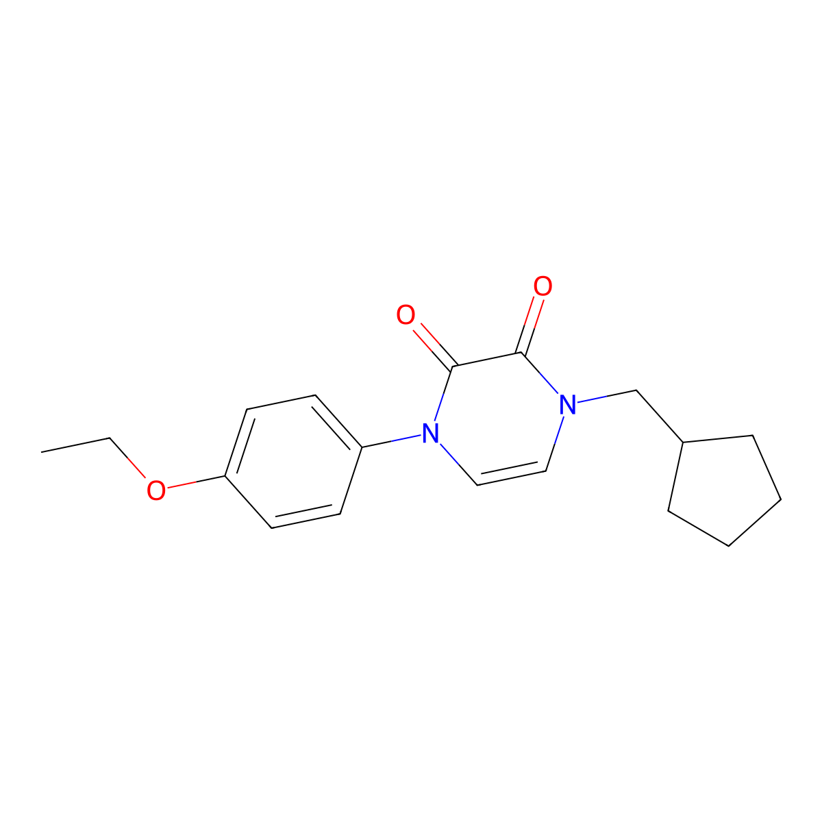 1-(Cyclopentylmethyl)-4-(4-ethoxyphenyl)-1,2,3,4-tetrahydropyrazine-2,3-dione molecular structure, CAS 2742040-86-2
